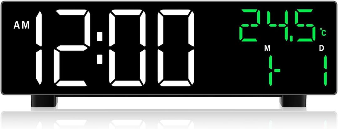 Digital Clock, Digital Wall Clock for Living Room Decor, Large Display with Date Temperature & Week, Auto Dimmable LED for Bedroom, Living Room, Office, Electric Plug in with Adjustable Alarm, DST
