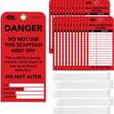 BearTOOLS Scaffold Tags - Safety Inspection Kit with Cable Ties - Danger Scaffold Status Warning Sign - Laminated 3 x 6 in, Pack of 25 - Weatherproof, Tear-Resistant - Red Tags