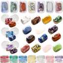 MEADIN 28 Pack Prefilled Easter Eggs with Gemstones - Filled Easter Clear Eggs with Natural Gems Crystal & Guide for Kids Easter Egg Hunting Party Favors