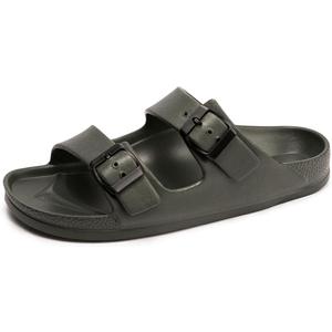 ( No Brend ) Comfort Slides Double Buckle Adjustable Plastics Flat Sandals 10