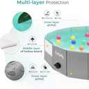Furrybaby Dog Pool, Kiddie Pool with Hard Plate Collapsible Pet Bath Foldable Swimming Pet Pool Portable Grey 40'', Grey,blue