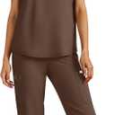 Scrubs for Women Set - Stretch Medical Uniform Scrubs - Slim Fit Top & Cargo Pant Scrubs Set with 11 Pockets Workwear (X-Small, Brown)