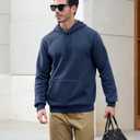 EKLENTSON Hoodies for Men Fleece Pullover Heavyweight Winter Warm Sweatshirts Sherpa Lined Hoodie with Pocket (Blue, L)