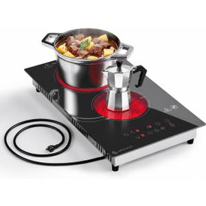 AMZCHEF Double Burner Electric Cooktop 1800W Hot Plate All Cookware