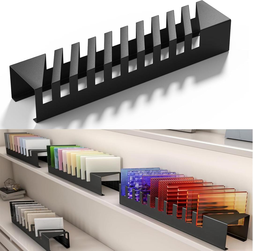 lukar Small Tile Display Rack for Trade Show & Retail Stores, Countertop 10 Card Slots Tile Display Stand, Metal Ceramic Display Organizer Floor, Portable Building Material Display Exhibition Rack