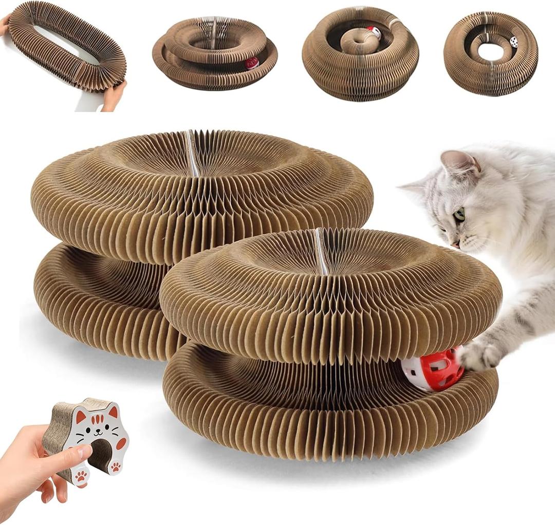 2Pcs Upgraded Kitty Kurlz Cat Toy, Enhanced Magnet Kitty Curls Cat Scratcher, Multi-Shape Kitty Kurls Cat Scratcher with Play Balls, Twisty Paws Cat Toy for Indoor Cats