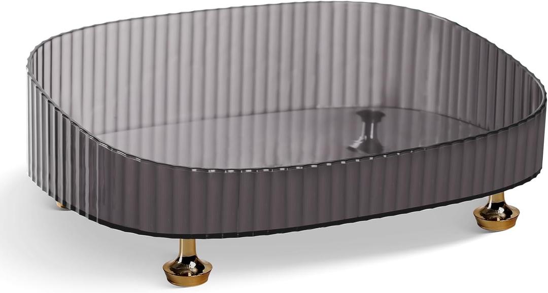 RAMFIYN Clear Acrylic Perfume Tray, Round Makeup Bathroom Trays for Counter, Decorative Vanity Trays for Bathroom Countertop for Dresser Tops - Black