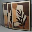 Framed Textured Wood 3D Wall Art for Living Room, Large Boho Tropical Brown Artwork for Walls, 3 Piece Farmhouse Botanical Leaf Wood 3D Textured Wall Art Decor for Office Bedroom Hallway, 24x36 Inch