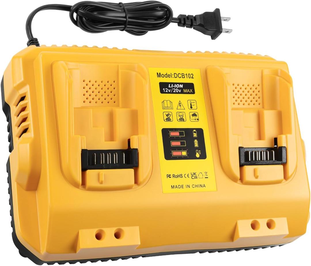 20V Replacement Charger for Dewalt DCB102 Dual Port Charger Compatible with Dewalt 12/20V Battery