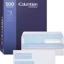 Columbian #9 Security Envelopes, 500/Box, Double Window, 3-7/8" x 8-7/8", Redi-Seal Self Seal, For Invoices & QuickBooks Statements, White (COLO181)