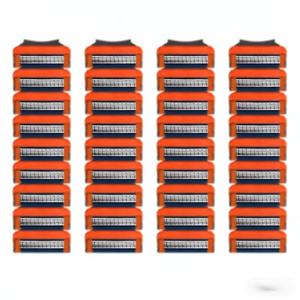 36 Blades Replacement Parts for GL-Fusion 5 Style Razors (Orange-Slate), Wet Razors Men's Blades