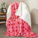 Aemicion Weighted Blanket Queen Size 20 Lbs 60x80 Inches,Ultra Soft Comfortable Fluffy Sherpa Weighted Blankets for Adults,Cute Pink Strawberry Heavy Blanket as Gift for Women,Machine Washable