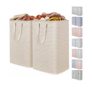 Lifewit 2 Pack Laundry Basket 80L Each, Collapsible Clothes Hamper with Reinforced Handles, Freestanding Waterproof Design for Bedroom and Laundry Room, Beige 160L Total