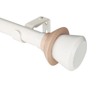 SKYPLUS LIVING Nordic Style White Single Curtain Rod Set with Decorative Finials, 36-72 inch, Standard Single Drapery Rod for 1 Pack, 1 Inch diameter, Adjustable Length (36-72'', White)