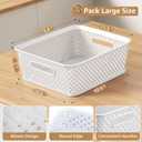MaxGear Organization and Storage 3 Packs, Plastic Bins Organizer Bins, Woven Baskets for Storage, Plastic Baskets with Handles, White Basket for Organizing, Basket Organizer for Home and Office, Large