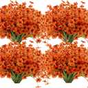 Artificial Mums Fall Fake Flowers for Outdoors, 12 Bundles Faux Mums for Outdoor Planters Autumn Decorations, UV Resistant Silk Flowers for Front Porch Garden Patio Home Decor(Fall-Orange)