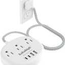 Small Extension Cord with USB C - 5 FT Short Extension Cord, 1625W 3 Prong Power Strip with 3 AC Outlet 4 USB (24W/4.8A), Bedside Charging Station for Home Office Dorm Room Essentials (white)