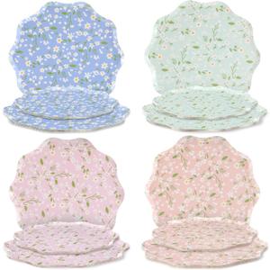 Yungyan 24 Pcs Ditsy Floral Paper Plates - 8.5" Dessert & 10.5" Dinner Floral Disposable Dinner Plates with Wavy Edges for Spring Summer Picnic Birthday Wedding Tea Party Supplies, Serves 12