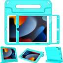 LTROP Kids Case for iPad 9th/8th/7th Generation (2021/2020/2019), 10.2 Inch Shockproof Handle Stand - Turquoise