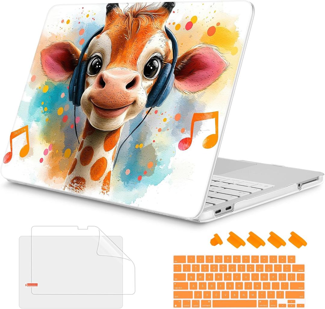 Mektron Case for 2026 MacBook Neo 13-inch A18 Pro chip A3404 Laptop Cover with 13-inch (Diagonal) Liquid Retina Display+ Keyboard Cover+ Screen Protector, Cute Giraffe