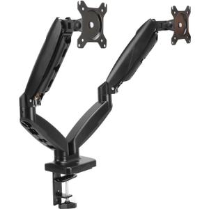 Amazon Basics Gas Spring Dual Computer Monitor Arm Mount, Adjustable, Holds up to 27" Monitors, Black