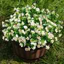 Artificial Flowers for Outdoors, 12 Bundles Fake White Flowers for Outdoor Planters, Faux Plants with Silk Flowers for Porch Decor Garden Patio Home Aesthetic