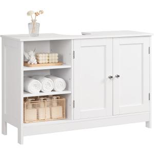 TEENFON 35.4" Pedestal Sink Storage Cabinet with 2 Doors and Adjustable Shelves, Bathroom Sink Cabinet, Under Sink Storage with U-Shape Cut-Out, White, 35.4"W x 12"D x 23.6"H