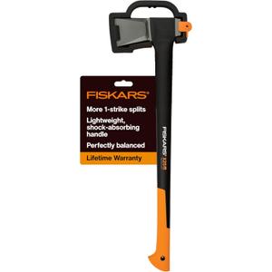 Fiskars X25 Splitting Axe, 28" Wood Splitting Axe for Medium to Large Size Logs with Shock Absorbing Handle and Sheath, Split Firewood, Forged Steel Blade, Bushcraft Gear and Camping Hatchet