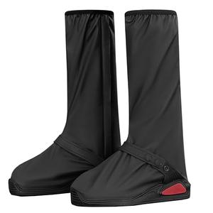 iCreek Waterproof Shoe Covers Reflective Rain Boot Foldable Non-Slip Protective Overshoes for Rainy Day, Hiking, Outdoor (Black, X Large)