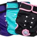 Fuz Bigaza Washable Dog Diapers for Heat & Periods - Reusable Female Dog Diapers with Adjustable Snaps (Small)