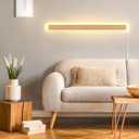 1 Pack Modern Plug in Long Wall Sconce 45.2 LED Bamboo Wall Lights 35W Long Strip Indoor Wall Lamp 3000K with 6.5FT Plug in Cord and On/Off Switch on The Cord for Living Room Hallway Stairwell