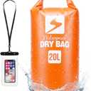 Soulsfeng Waterproof Dry Bag Backpack, Roll Top Floating Dry Storage Bag with Phone Case, Lightweight Dry Sack for Kayaking, Boating, Beach, Travel, Camping 20L, Orange