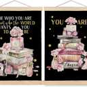 SPBL&L Inspirational Girly Wall Art, Motivational Christian Poster Hanger Frame, Positive Affirmation Hanging Canvas Pictures Prints Wall Decor for Girls Room Dorm Apartment, 12x16 Inch Set of 2