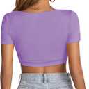 LYANER Women's Scoop Neck Sexy Crop Tops | Summer Short Sleeve Fitted Basic Tee Workout Y2K Cropped T Shirt