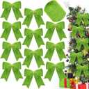 12 Pcs Lime Christmas Bows Christmas Tree Decorations 5.9 Inch Faux Fur Xmas Bows for Xmas Tree Ornaments Wreath DIY Craft Gift Wrapping Holiday Wedding Party Decoration(Green)