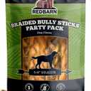Redbarn Pet Products All Natural 5-8" Braided Bully Sticks for Small & Large Dogs - Healthy Long Lasting Beef Chews Variety Party Pack - Single Ingredient Low Odor Rawhide Free - 8 oz Bag