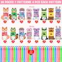 LEASEN 32 Pack Mini Bubble Wands with Valentines Animal Themes Greeting Cards for Kids, Valentine's Day Gifts Classroom Exchange Gift Set, School Prizes Party Favor