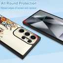 White Case with Stand for Samsung Galaxy S24 Ultra, Floral Flowers | Wireless Charging Compatible, Finger Strap Stand, Kickstand, Shockproof Protection, Soft TPU and Hard PC, for Women