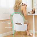 GREENSTELL Vanity Stool Chair with Storage and Folding Back, 15.7" x 15.7" x 19.5" Faux Fur Soft Ottoman for Adults, 4 Metal Legs with Anti-Slip Feet, Furry Padded Seat for Makeup, Bedroom, White
