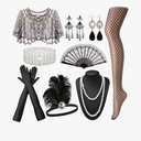 RIOSO 1920s Accessories for Women Flapper Gatsby Roaring 20s Accessories Costume Black