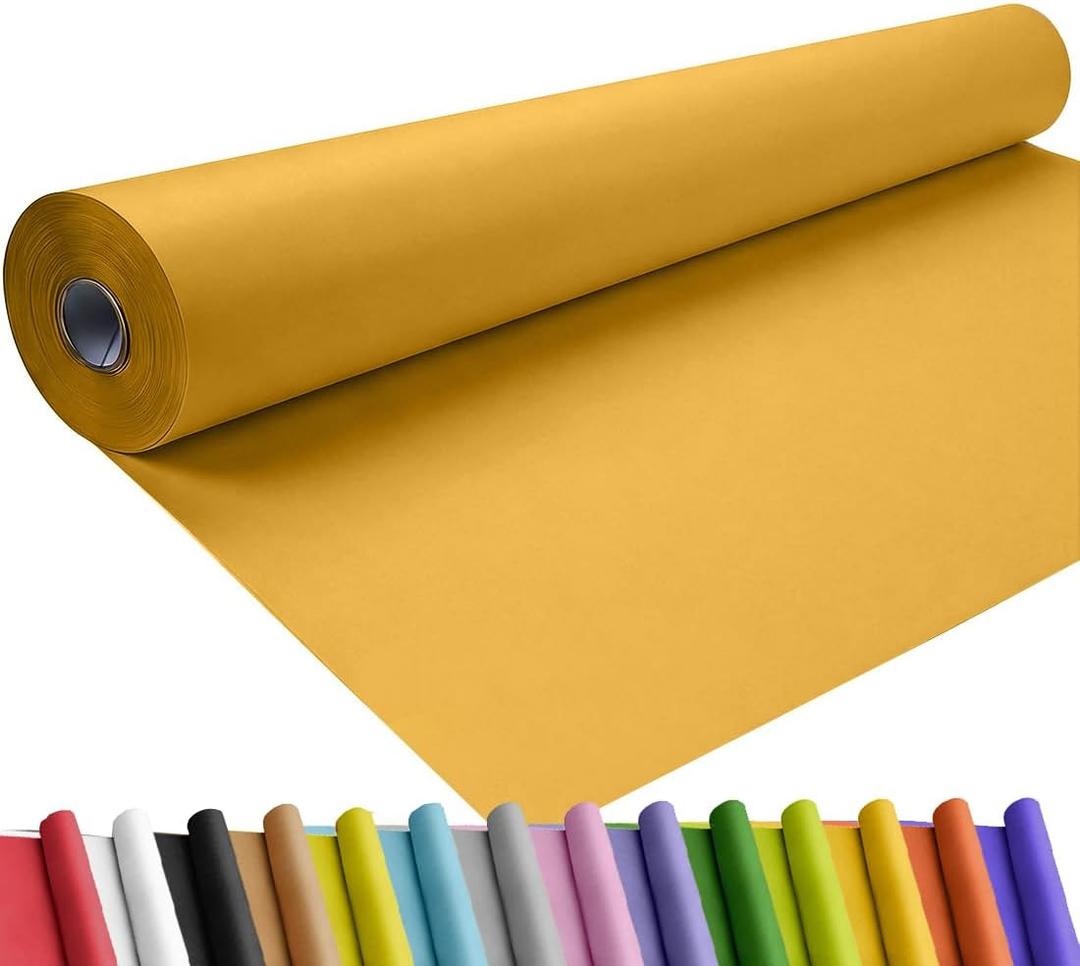 SMART&CASUAL 36" x 1,500" (125') Orange Kraft Craft Paper Roll for Gift Wrapping Bulletin Board Bouquet Flower Art Packing Parcel Table Covering 80GSM 55LB (Orange, 36" x 125')