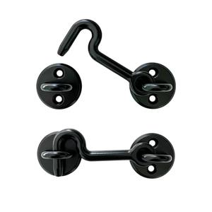 Heavy Duty 2 Pack Hook and Eye Latch - Ideal for Bathroom, Bedroom, Sliding Barn Door and Gate Doors (Black)