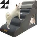 dog stairs for small dogs to 30 inches high beds, 6 step dog ramp stair for 18-36 inches couch-bed,pet stairs for small old meduim large dogs cats,Non-Slip balanced 6 tiers ladder, 75 pounds Studry 33D