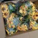 SiliFine 24 Sets Sunflowers Centerpieces for Tables Artificial Sunflower with Vase Rustic Yellow Fake Flower for Wedding Decor Spring Summer Picnic Centerpieces Home Kitchen Shelf Decor (White)