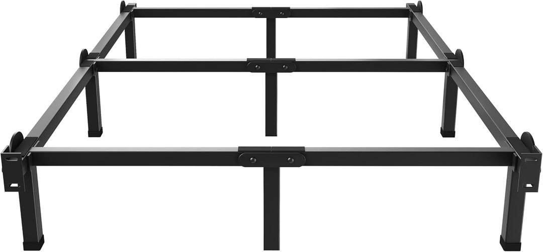 Metal Bed Frame, 9-Leg Bed Base, 8 inches Support for Box Spring, Queen, Easy Assembly, Black