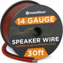 InstallGear 30ft 14 Gauge Speaker Wire - Copper Clad Aluminum Car Audio Speaker Wire for Stereo Systems - Flexible Speaker Cable with Blue and Black Jacket - Home Theater or Automotive Use