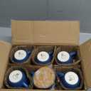 Hasense 8 oz Tea Cups and Saucers Set of 6, Ceramic Coffee Cups Latte Cappuccino Cups with Handle for Double Shot, Cafe Mocha, Espresso, Porcelain Coffee Cups for Party Home and Kitchen, Blue