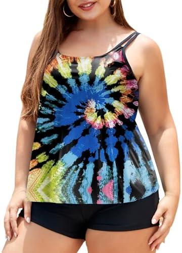 LALAGEN Women's Plus Size Tankini Swimsuit Two Piece Bathing Suits Swim Tank Top with Boy Short 2XL