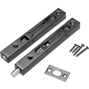Sumnacon 2Pcs 6 Inch Door Bolts - Stainless Steel Concealed Security French Door Locks with Hardwares, Metal Flush Latch Bolts for Composite Wood Double Dummy Door, Black