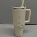 HydroJug Traveler - 40 oz Water Bottle with Handle & Flip Straw - Fits in Cup Holder, Leak Resistant Tumbler-Reusable Insulated Stainless Steel & Rubber Base - Gifts for Women & Men, Cream